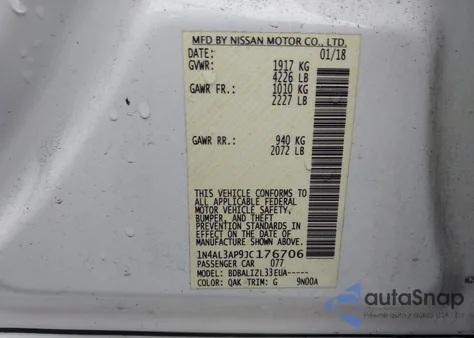 2018 Nissan Altima 2.5 Sv from USA, damaged, VIN 1N4AL3AP9JC176706